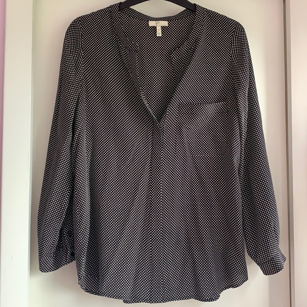 Joie black and white 100% silk blouse XS